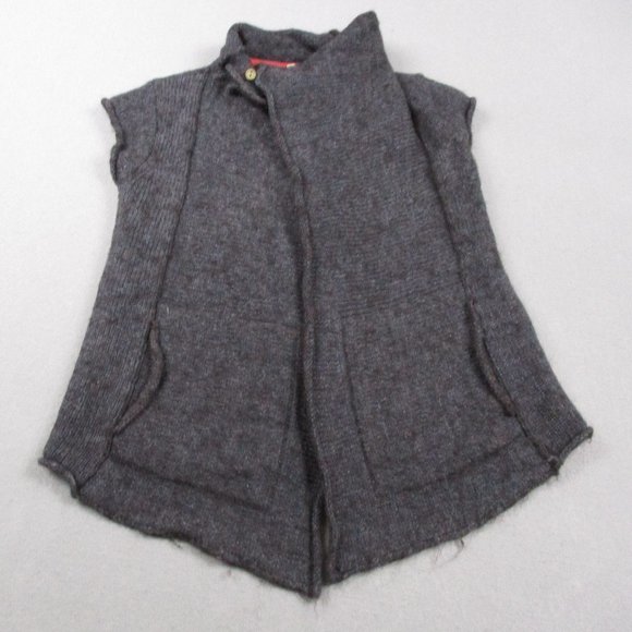 White Stuff Vest Womens 10 Gray Wool Alpaca Blend Sweater Knit Pockets - Picture 1 of 10